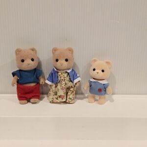 Sylvanian Calico Critters Vintage Honey Bear and Busicut Bear Family Set